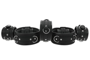 Premium Black Leather Restraints (7 Piece Set)